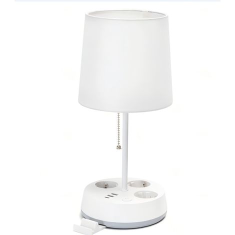 Lampe de table avec prise et port USB, culot E27, ampoule non incluse. (1/3)