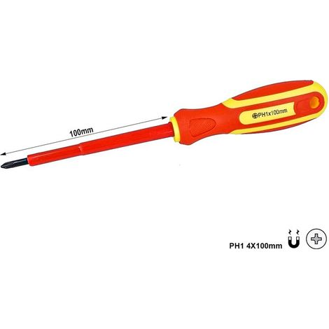 Cacciavite Isolato a Croce PH1 4X100mm Lama Isolante Per Elettricista