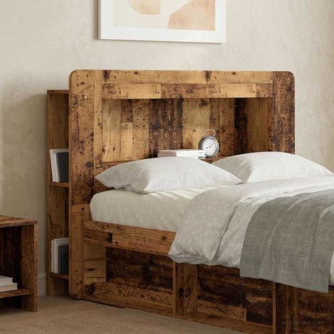 Meuble tête de lit avec rangements en bois d’ingénierie bois ancien 119,5 x 18,5 x 100 m - PANGIVO (1/5)