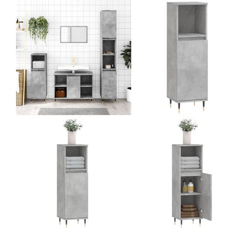 Armoire de salle de bain gris béton 30x30x100 cm - Meuble De Salle De Bain - Armoire De Salle De Bain - Rangement Salle De Bain - Meuble Gris - Design Industriel - Home & Living (1/5)
