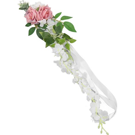 Décoration florale artificielle réaliste et réaliste pour le dossier de chaise de mariage : rose élégante à plusieurs couches, référence 17045 (1/5)