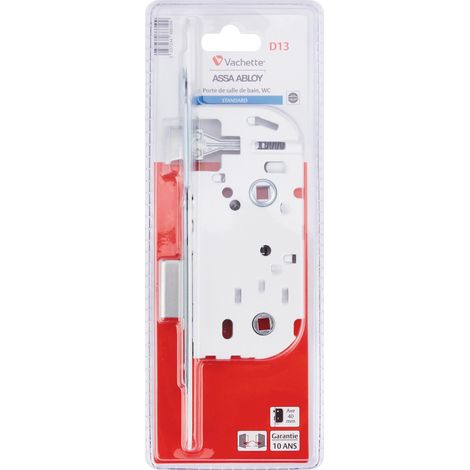 Vachette – Serrure monopoint encastrée blanche – Coffre 135 mm – Axe 40 mm – Entraxe 70 mm – Reversible pour tous matériaux (1/4)