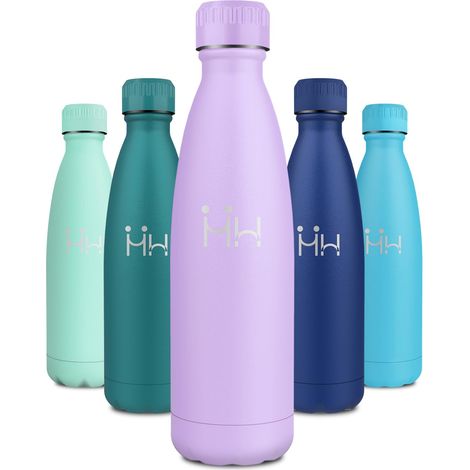 Gourde Inox Enfant 500ml, Gourde Inox Réutilisable, Bouteille d'eau Acier Inoxydable, sans BPA, Étanche Double Paroi, Bouteille Isotherme pour École, Bureau, Randonnée, Voyage, Camping (1/5)