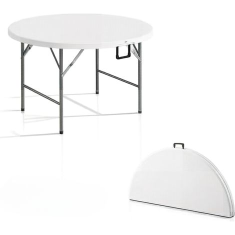 Mesa redonda plegable de exterior en HDPE y acero Ø122 cm (1/5)