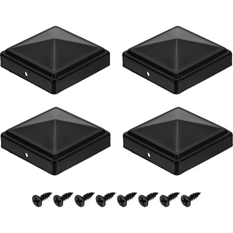 4Pcs Caps Pour Poteaux De Clôture, 80mm/3.15-inch Caps Carrés Pour Colonnes, Pyramidaux En Fer Imperméables Avec Vis Clôtures En Métal Ou Bois, Boîtes Aux Lettres. (1/5)