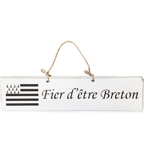 Plaque décorative bois blanche - Fier d'être Breton (1/2)