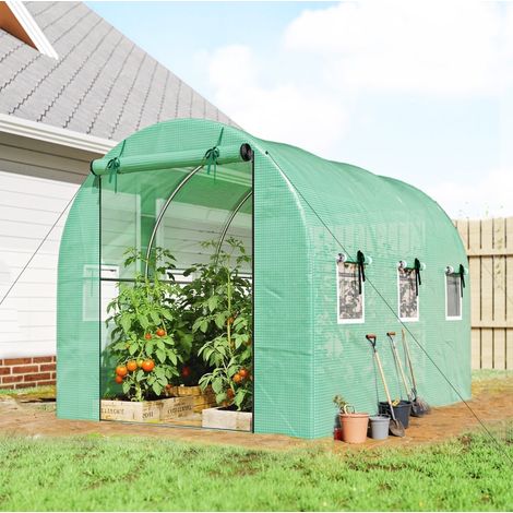 Serra da giardino a tunnel 3 x 2 x 2 m, 2 porte con zip, 6 finestre, verde DESVIAE (1/5)
