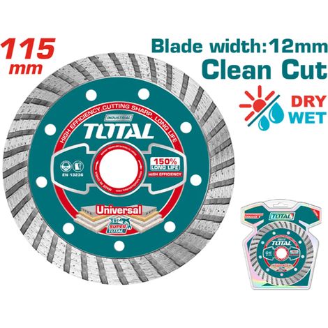 DISCO DIAMANTATO PER TAGLIO TURBO 115 x 22,2mm DISCHI TAGLIO UMIDO/SECCO TOTAL