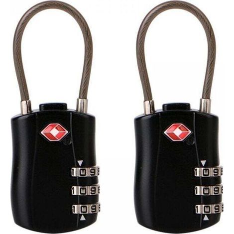 Lot de 2 Cadenas pour Bagages TSA, Cadenas de Voyage à 3 Chiffres, Cadenas à Combinaison, Cadenas à Code pour Valise de Voyage, etc. (Noir) (1/4)