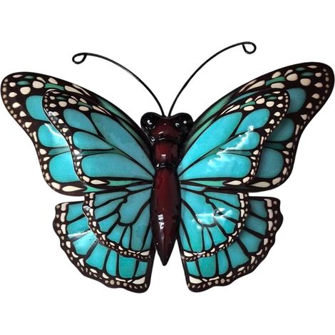 Wandornament Schmetterling aus blauem Metall – Moderne Gartendekoration (1/5)