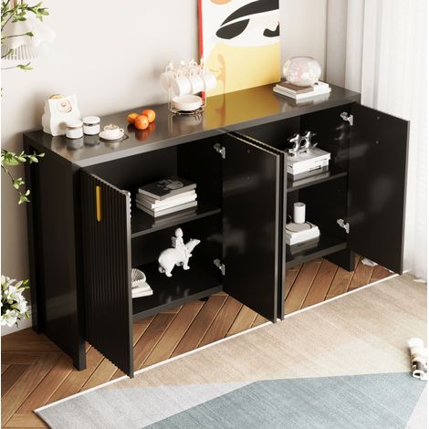 credenza contenitore 140x38x80 nero elegante OKMYHOME (1/5)