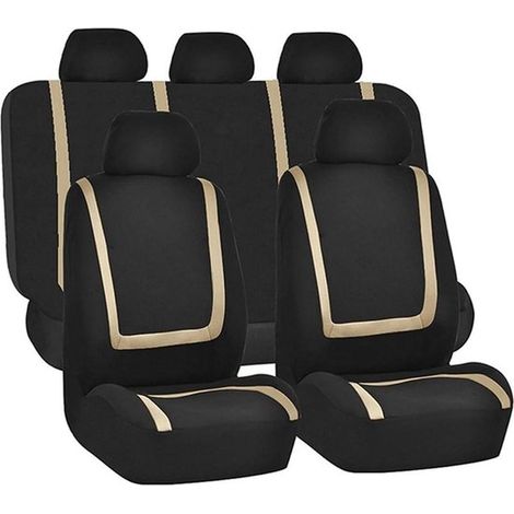 Jhubersproducts - Coprisedili per auto - Protezione per sedili - Vestibilità ideale e protezione perfetta - Nero - Set completo - Adatto a tutti i sedili auto (1/4)