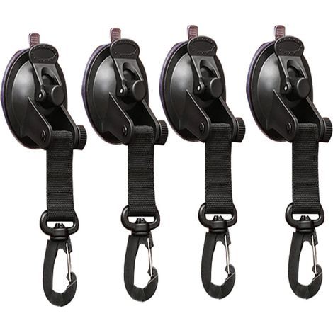 Set of 4 Suction Cup Anchors, Suction Cup Fasteners with Multifunctional Hooks for Car Side Tents, Suction Cup Hooks for Cars, Suction Cup Fasteners with Tie-Down Hook (1/5)