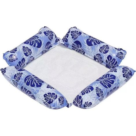 Lettino gonfiabile 4 in 1 con poggiatesta, 120x115 cm, lussuoso materassino galleggiante per piscina, adatto ad adulti fino a 115 kg, blu scuro. (1/5)