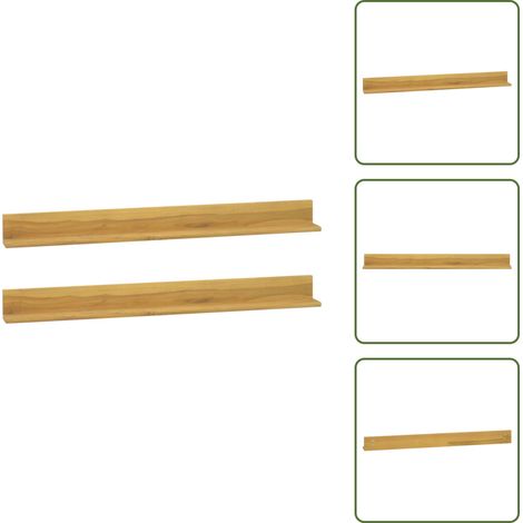 Étagères murales 2 pcs 110x10x10 cm Bois de teck massif - Etagere Murale - Etageres Murales - Rangement Mural - Decoration Murale - Bois De Teck (1/5)