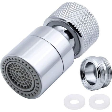 Aireador de grifo de latón giratorio 360° con 2 modos, filtro aireador ajustable para grifo de cocina con adaptador de boquilla, para grifos con rosca externa M22 o rosca interna M24. (1/5)