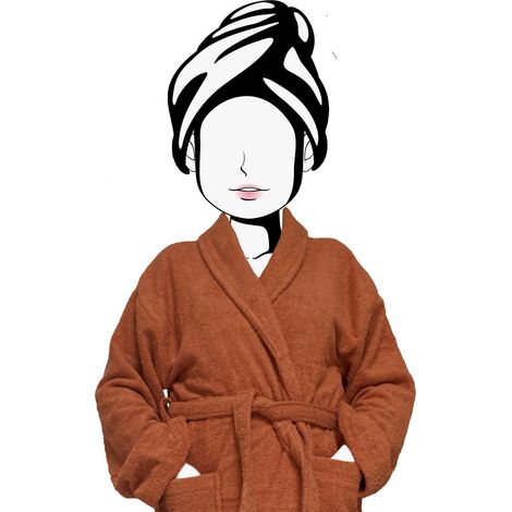 Peignoir en coton 500gr/m2 Taille L LAGUNE terra, par Soleil d'Ocre (1/2)