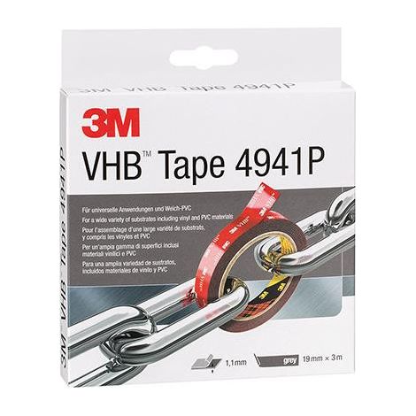 Hbv Gris Cinta De Doble Cara Adhesiva 4941P 19 Mm X 33 M 3M (Par 4)