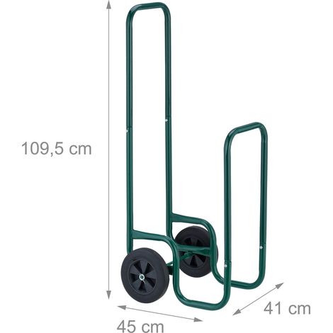 Carro para leña con ruedas almacenamiento práctico interior exterior 90 x 40 x 40 cm de acero verde 130013928 (1/4)