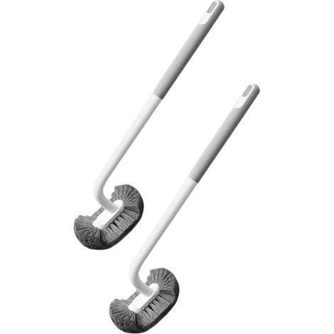 2 brosses WC, gris, long manche, pour cuvette et salle de bain (1/5)
