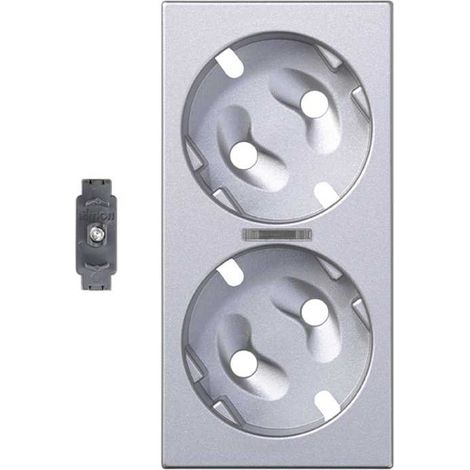 Tapa doble schuko visor y led ind aluminio SIMON 50011041-033
