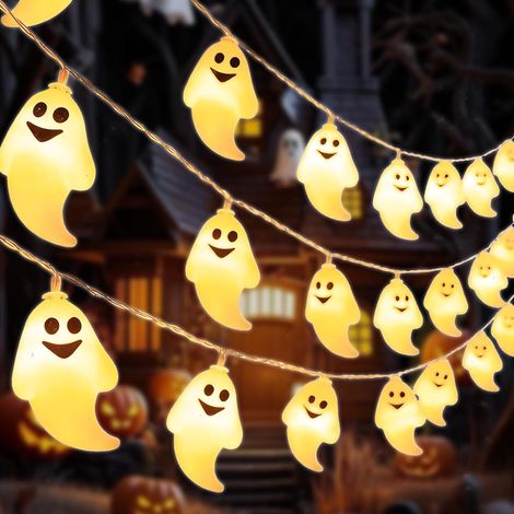Halloween Guirlande Lumineuse,LED Guirlande Lumineuse Fantôme 3m,Decoration Halloween Fantôme Lumineux,pour Le SoiréE à Thème,D'Halloween (1/5)