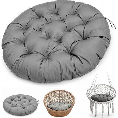 Cushion for Hanging Chair 60 cm, Round Cushion, Hanging Egg Cushions, Chair Cushions for Hanging Chair Rattan Chairs Papasan Garden Balcony Outdoor and Indoor Grey (1/5)