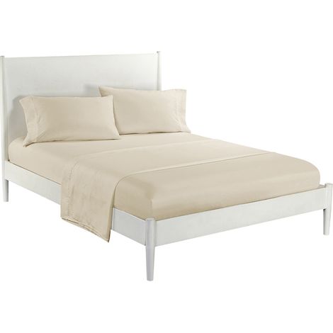Parure de lit beige, drap-housse profond, taille FULL, 4 pièces, literie de qualité supérieure, ensemble couette et taies d'oreiller, tissu doux et résistant. (1/5)