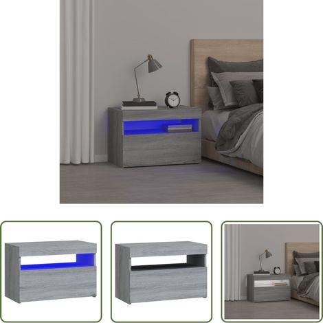 LED Nachttisch - Nachttisch mit LED-Leuchten Grau Sonoma 60x35x40 cm (1/5)