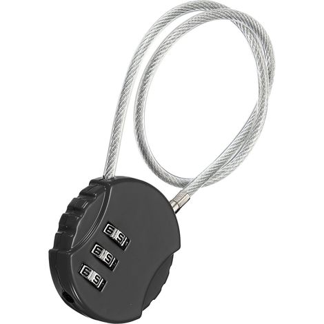 1 cadenas à combinaison de 30,5 cm, cadenas d'extérieur étanche réinitialisable à 3 chiffres avec câble métallique, câble de sécurité de 30 cm pour bagages, casier de gym, clôture, boîte à (1/3)