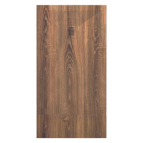 ONDEE ZEN - Receveur de douche NOLA 3 - 90x180x3cm - Résine - Noyer - Bonde - Découpable (1/3)