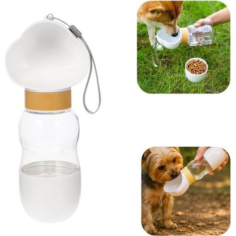 Bouteille d'eau pour animaux 25,5 x 10 cm - abreuvoir portable étanche, blanc (1/5)
