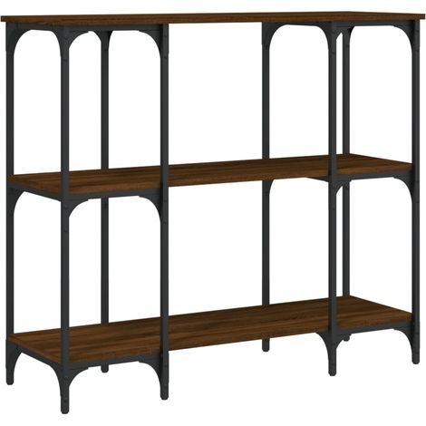 Table d'appoint console pratique avec étagères pour une entrée organisée 102 x 35 x 90 cm bois d'ingénierie marron et métal DEC031854