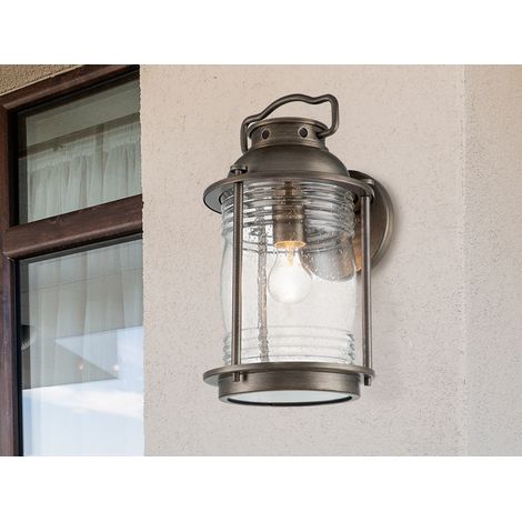 LED Industrial Wandlaterne für Innen & Außen, Bronze Höhe 40cm (1/5)