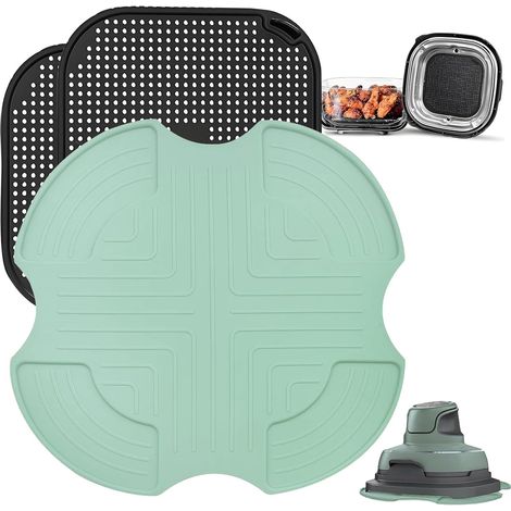 3 Pièces Grille Anti Projection en Silicone et Dessous de Plat en Silicone pour Ninja CRISPi Friteuse à Air FN101EUSG, Air Fryer Accessoires pour Friteuse à Air Ninja FN101EU (Vert Clair) (1/5)