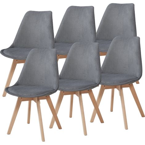 Set di 6 sedie da pranzo in velluto a coste grigio 030009894