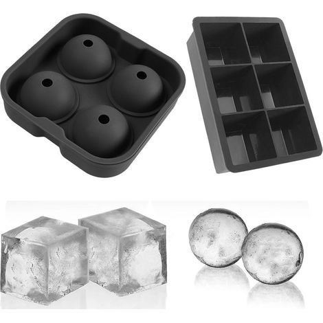Quadratische Eiswürfelform – lebensmittelechtes Silikon – mit Deckel und Trichter für Whisky – wiederverwendbar – 1 Stück (1/5)