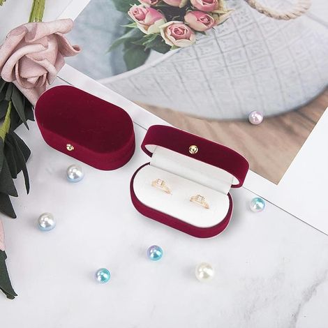 Ecrin Mariage Alliance,Écrin à Bague en Velours,Coffret d'Anneau Élégant,Boîte à Alliances Rouge,à Double Fente Boîte à Bagues,pour Mariage, Fiançailles et Saint-Valentin (1/5)