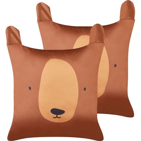 Dekokissen 2er Set TEDDYBEAR Baumwolle 45 x 45 cm Braun