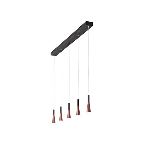 Lustre À Suspension Horizontale Cone Or-Rose Noir 5X7W 3000K Perenz (1/4)