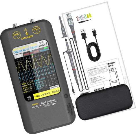 Oscilloscope portable léger 50 MHz avec contrôle tactile et batterie de 3000 mAh pour travail sur le terrain stockage numérique numérique (1/4)