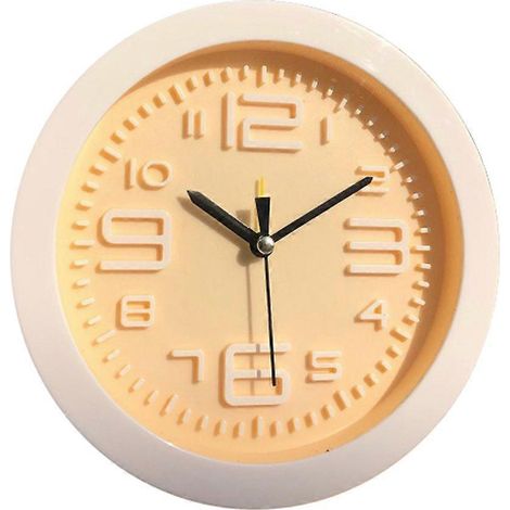 Réveil mignon pour chambre, horloge de chevet ronde, horloge de bureau, jaune (1/4)