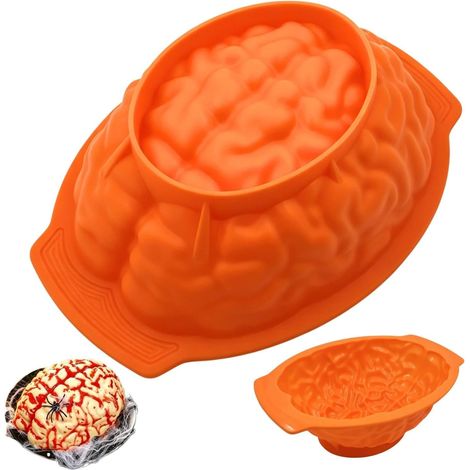 Halloween Brain Pattern Silicone Cake Mold Skull Pudding 25 (1/5)