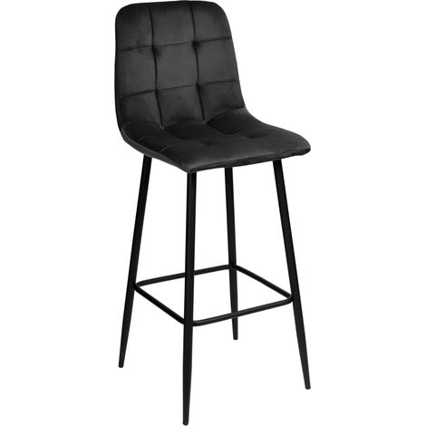Sgabello da bar Hamilton in velluto nero (1/5)