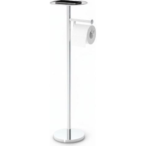 Support de Rouleau de Papier Toilette sur Pied avec Étagère Argenté (1/5)