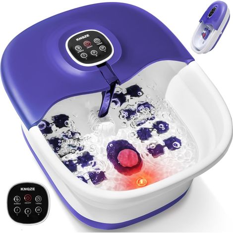 Bain de Pied Massant Chauffant, Pliable Spa Pieds Bain Massage avec Télécommande, Minuterie, Vibration, Pierre Ponce, Balneotherapie Pieds avec 16 Rouleaux de Massage (1/5)