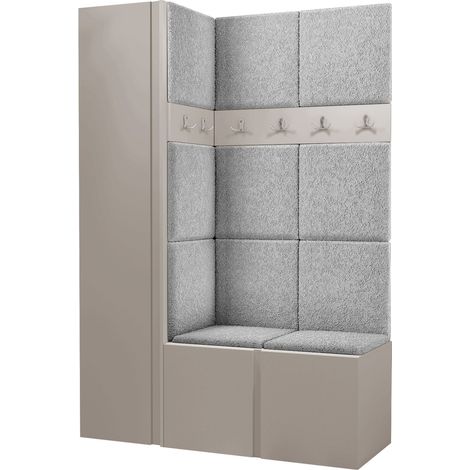 Conjunto para recibidor Pinis IX, Abriamo 6, 186x124x46cm, Aglomerado laminado, Tapiz, Colocada, Montada en la pared