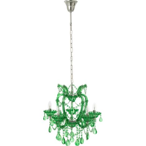 Lustre chandelier en verre vert émeraude style antique - Vert émeraude translucide (1/5)