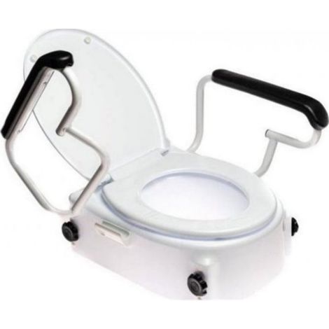Nasadka Toaletowa Elevador del asiento del inodoro con tapa y reposabrazos para mayor seguridad, blanco (1/2)