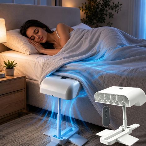 Ventilateur de refroidissement de lit – Circulation d'air sous le lit – 5 vitesses réglables – Télécommande incluse – Hauteur réglable – Conçu pour les dormeurs chauds – Ventilateur de lit silencieux (1/5)